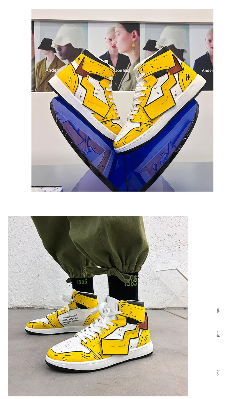 Anime Cartoon Running Boots High Top Casual Hip Hop Shoes For Men Anime Cartoon Running Boots High Top Casual Hip Hop Shoes For Men