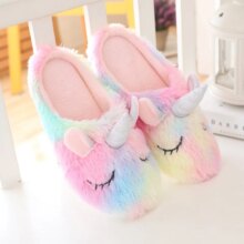 Unicorn Cartoon Rainbow Comfy Indoor Warm Shoes Unicorn Cartoon Rainbow Comfy Indoor Warm Shoes