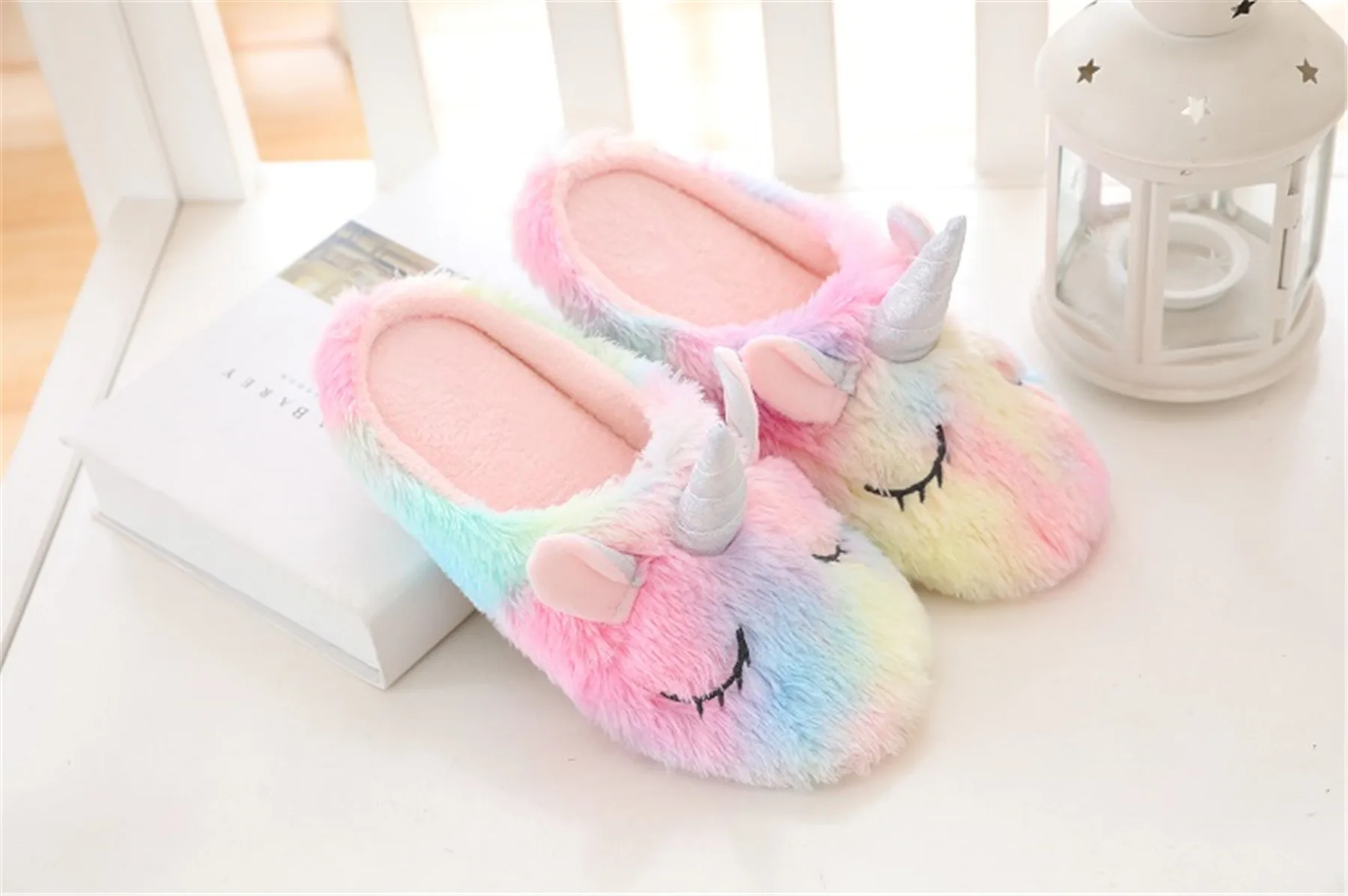 Unicorn Cartoon Rainbow Comfy Indoor Warm Shoes Unicorn Cartoon Rainbow Comfy Indoor Warm Shoes