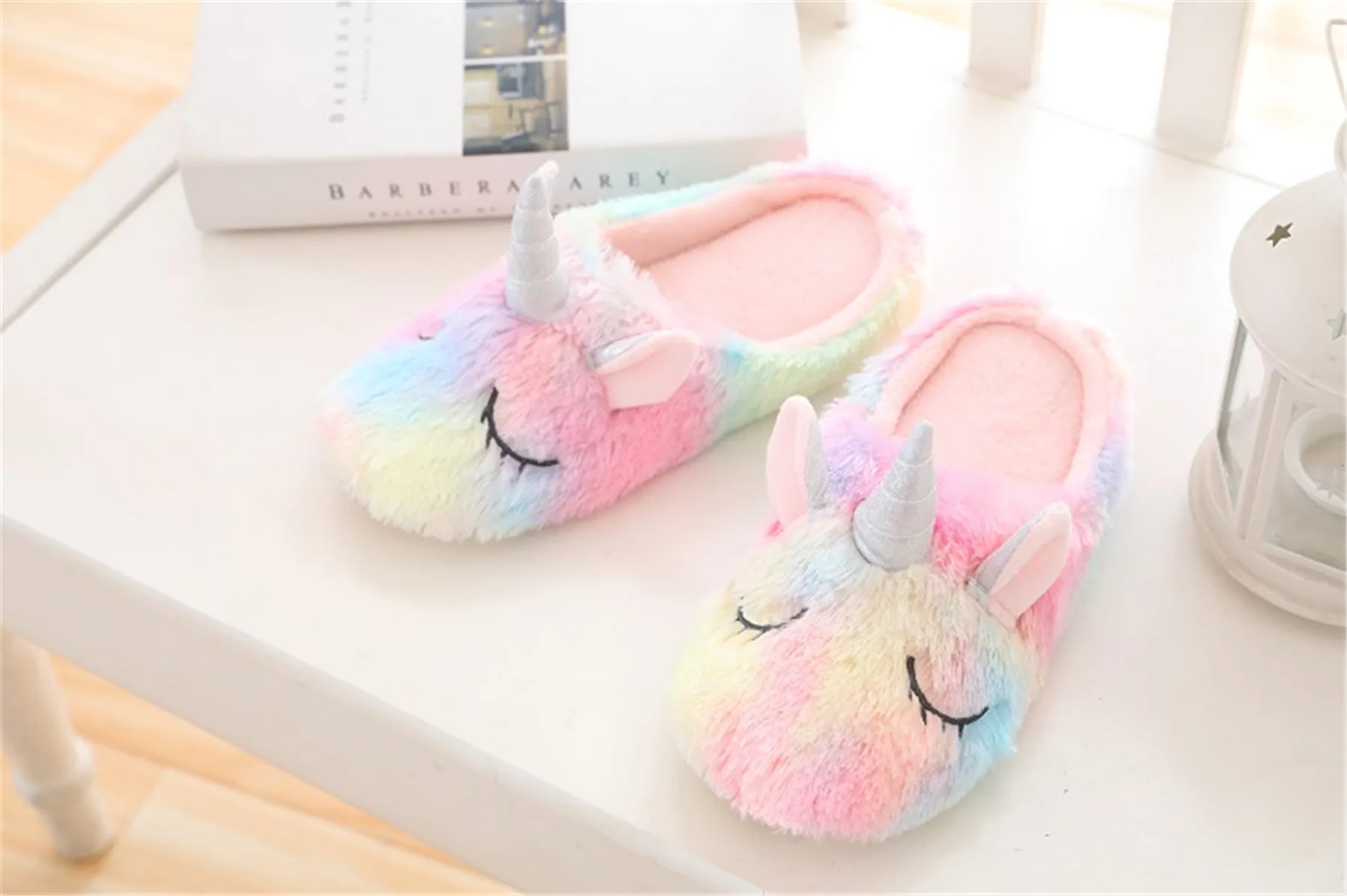Unicorn Cartoon Rainbow Comfy Indoor Warm Shoes Unicorn Cartoon Rainbow Comfy Indoor Warm Shoes