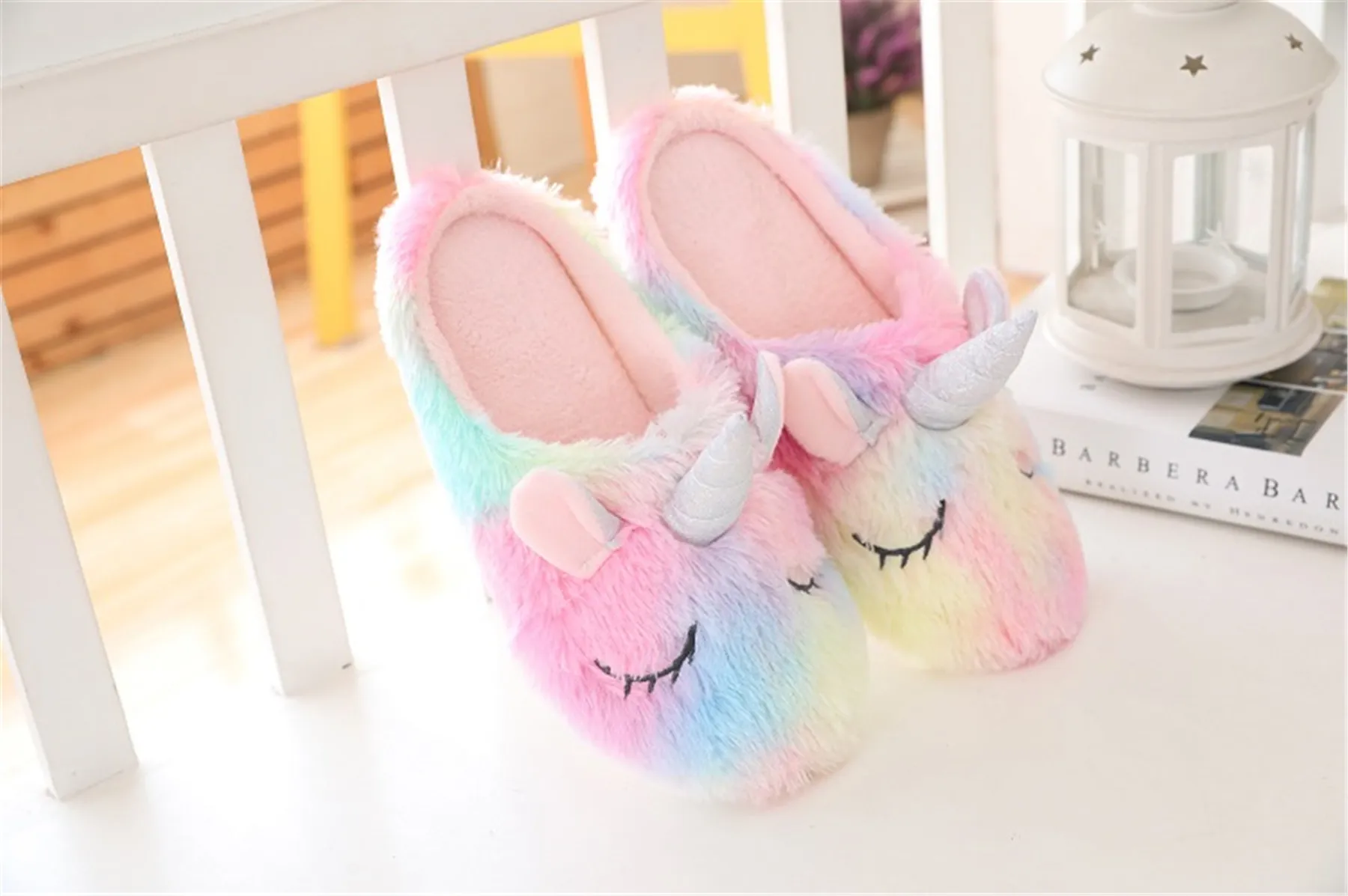 Unicorn Cartoon Rainbow Comfy Indoor Warm Shoes Unicorn Cartoon Rainbow Comfy Indoor Warm Shoes