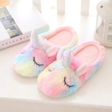 Unicorn Cartoon Rainbow Comfy Indoor Warm Shoes Unicorn Cartoon Rainbow Comfy Indoor Warm Shoes