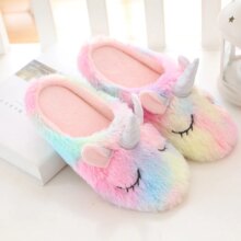 Unicorn Cartoon Rainbow Comfy Indoor Warm Shoes Unicorn Cartoon Rainbow Comfy Indoor Warm Shoes