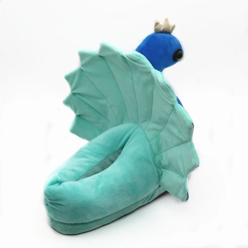 3D Animal Peacock Warm Short Plush Indoor Floor Slippers