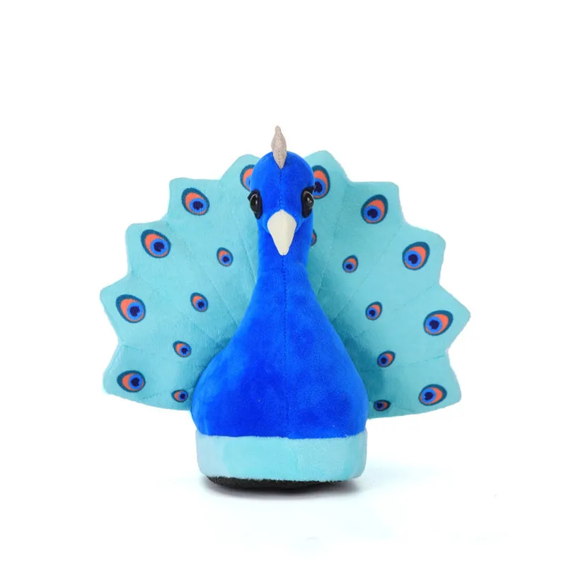 3D Animal Peacock Warm Short Plush Indoor Floor Slippers