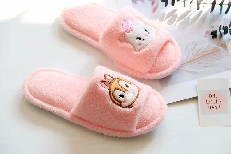 Non-Slip Indoor Plush Cute Animal Shoes For Girls
