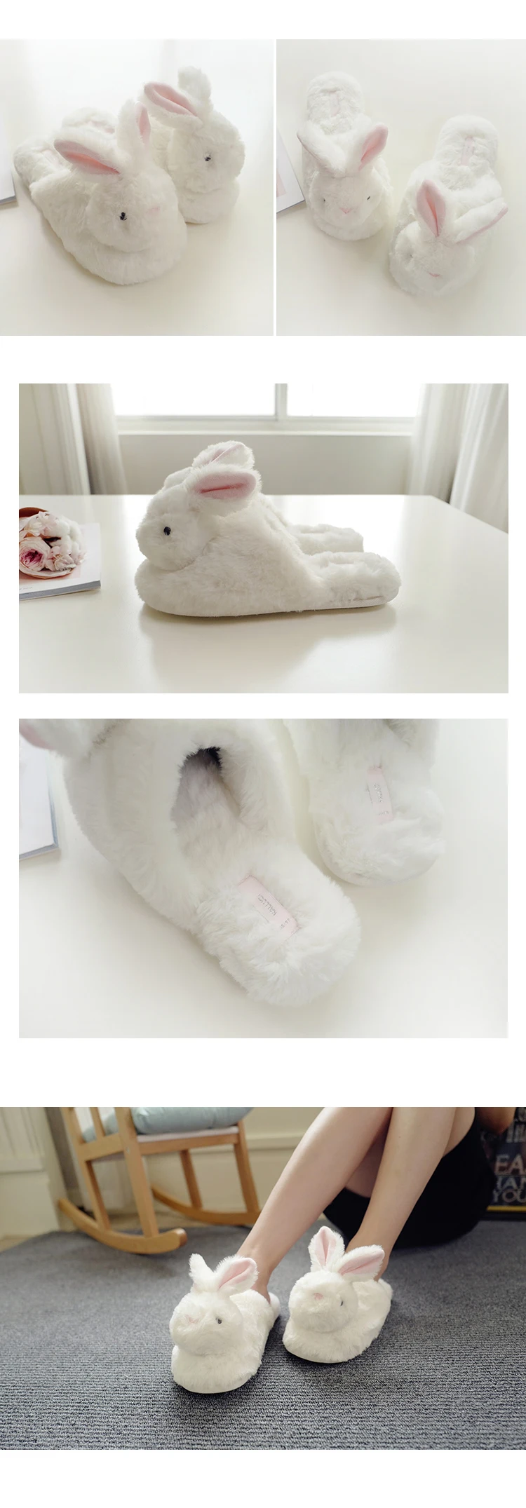 Rabbit Plush Indoor Bedroom Non-Slip Shoes 