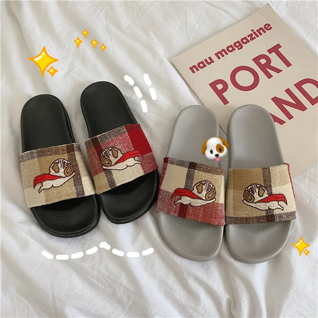 Dog Pug Animal Rubber Slip On Kawaii Cartoon Slippers