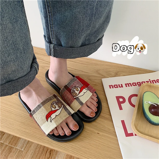 Dog Pug Animal Rubber Slip On Kawaii Cartoon Slippers