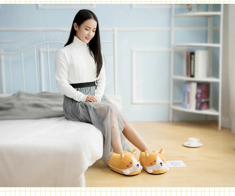 Shiba Inu Corgi Warm Floor Indoor Slippers Shoes