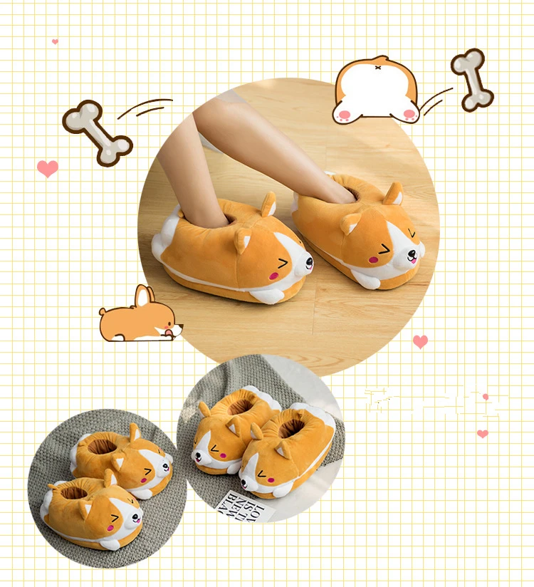 Shiba Inu Corgi Warm Floor Indoor Slippers Shoes