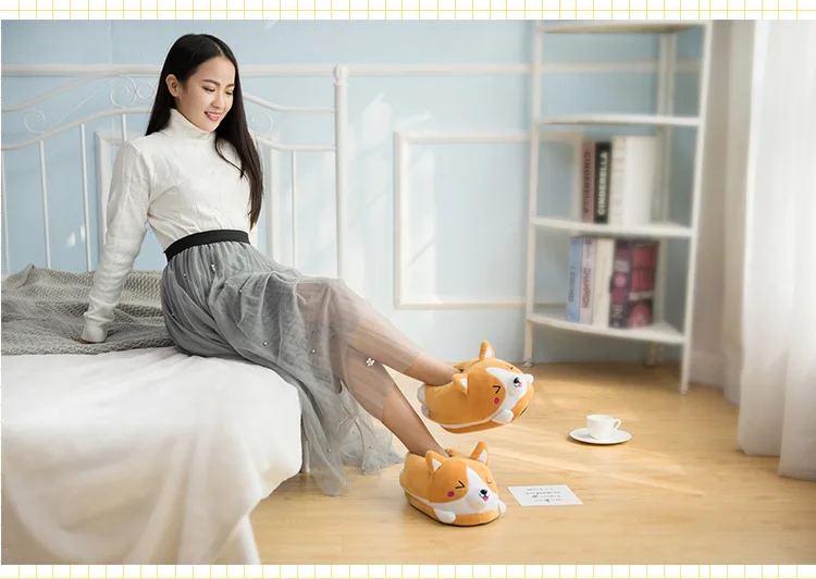 Shiba Inu Corgi Warm Floor Indoor Slippers Shoes