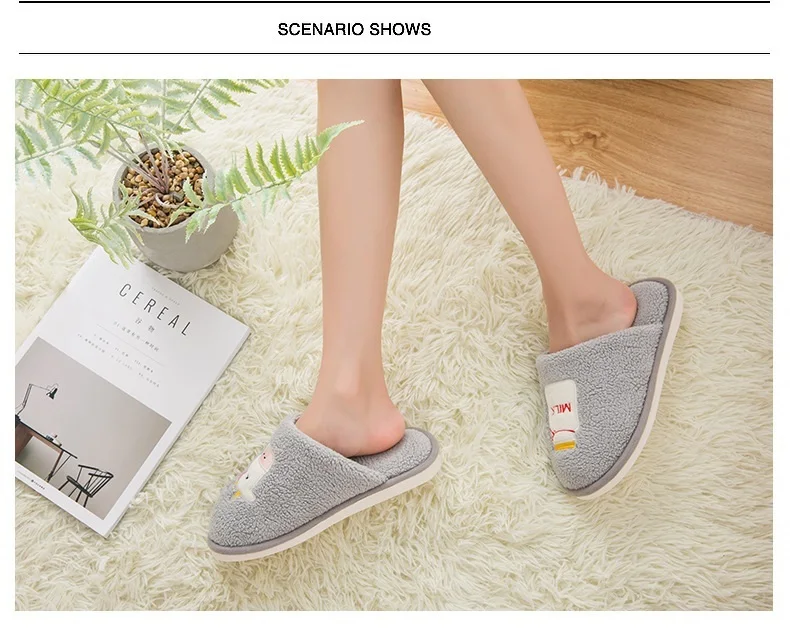 Cartoon Cow Furry Cotton Warm Indoor Plush Shoes