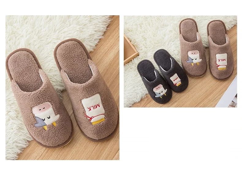 Cartoon Cow Furry Cotton Warm Indoor Plush Shoes