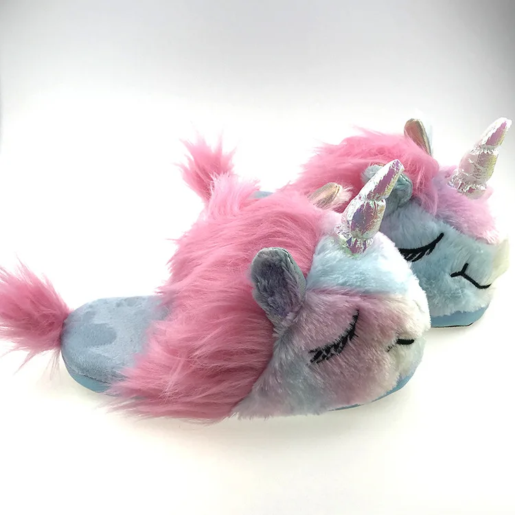 Unicorn Ice Cream Pink Plush Cotton Slippers