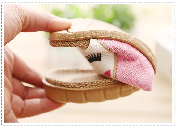 Cat Flip Flops Breathable Indoor Linen Slippers