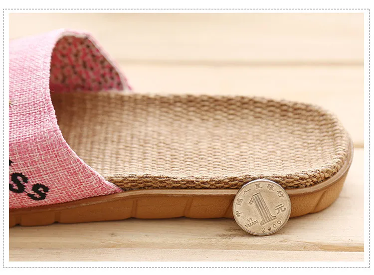 Cat Flip Flops Breathable Indoor Linen Slippers