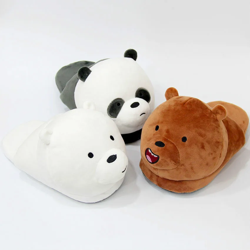 Cartoon Bear Panda Stuffed Plush Family Slippers