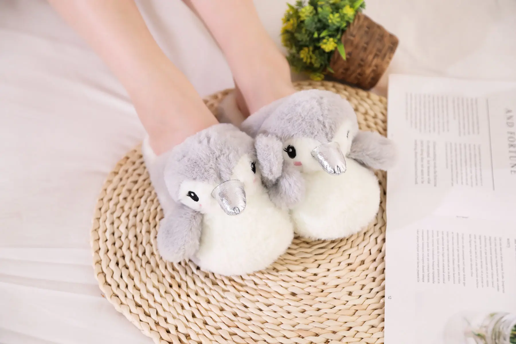 Animal Penguin/Giraffe/Elk Floor Soft Warm Shoes