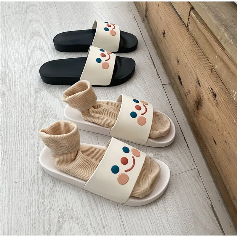 Cat Cartoon Smile Face Flat Platform Indoor Cute Slippers