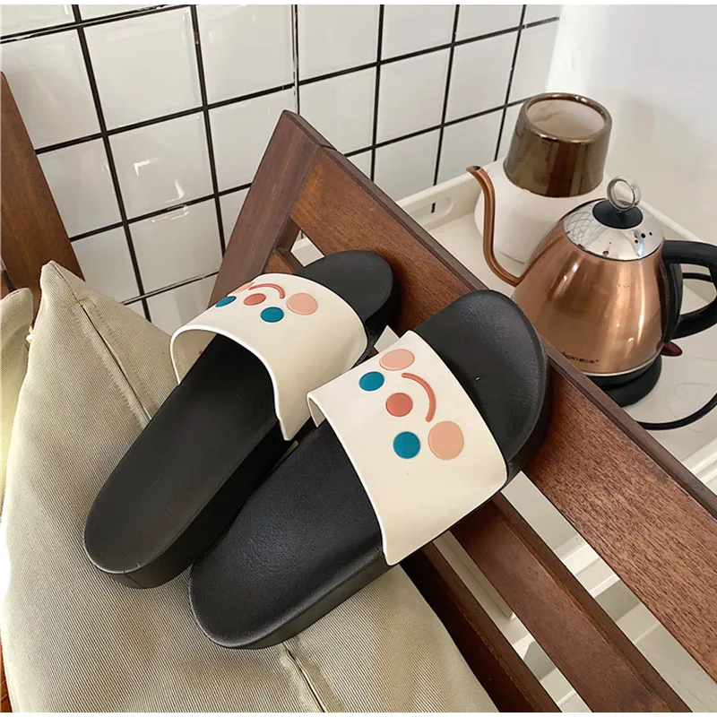 Cat Cartoon Smile Face Flat Platform Indoor Cute Slippers