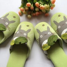 Green Leaf Totoro Cat Cartoon Flip Flops Comfortable Slippers Green Leaf Totoro Cat Cartoon Flip Flops Comfortable Slippers
