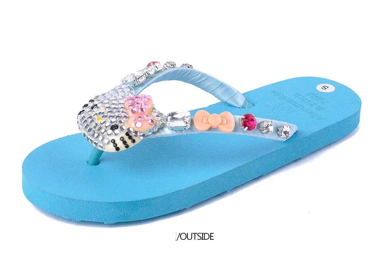 Kitty Cat Rhinestone Flip Flops Indoor Slippers For Women Kitty Cat Rhinestone Flip Flops Indoor Slippers For Women