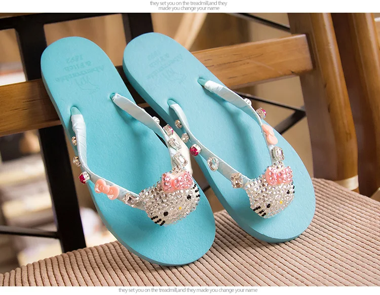 Kitty Cat Rhinestone Flip Flops Indoor Slippers For Women Kitty Cat Rhinestone Flip Flops Indoor Slippers For Women