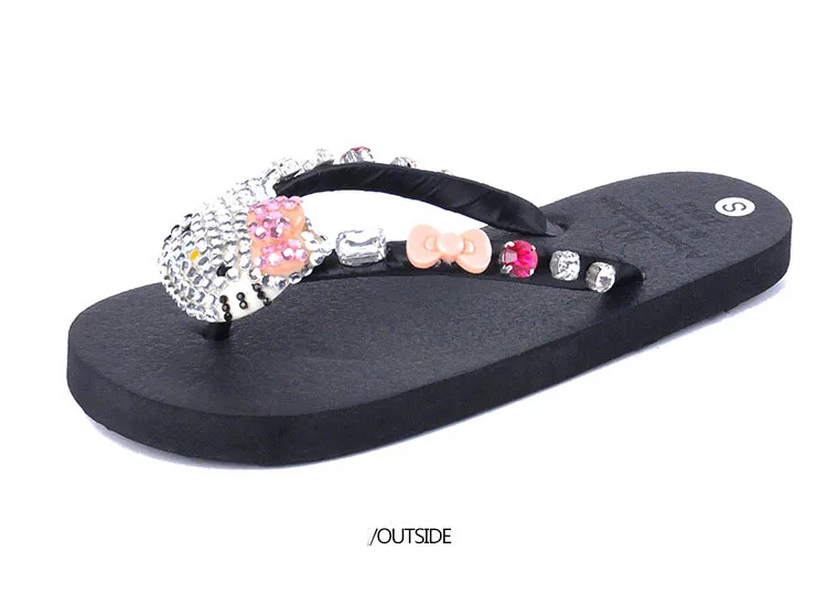 Kitty Cat Rhinestone Flip Flops Indoor Slippers For Women Kitty Cat Rhinestone Flip Flops Indoor Slippers For Women