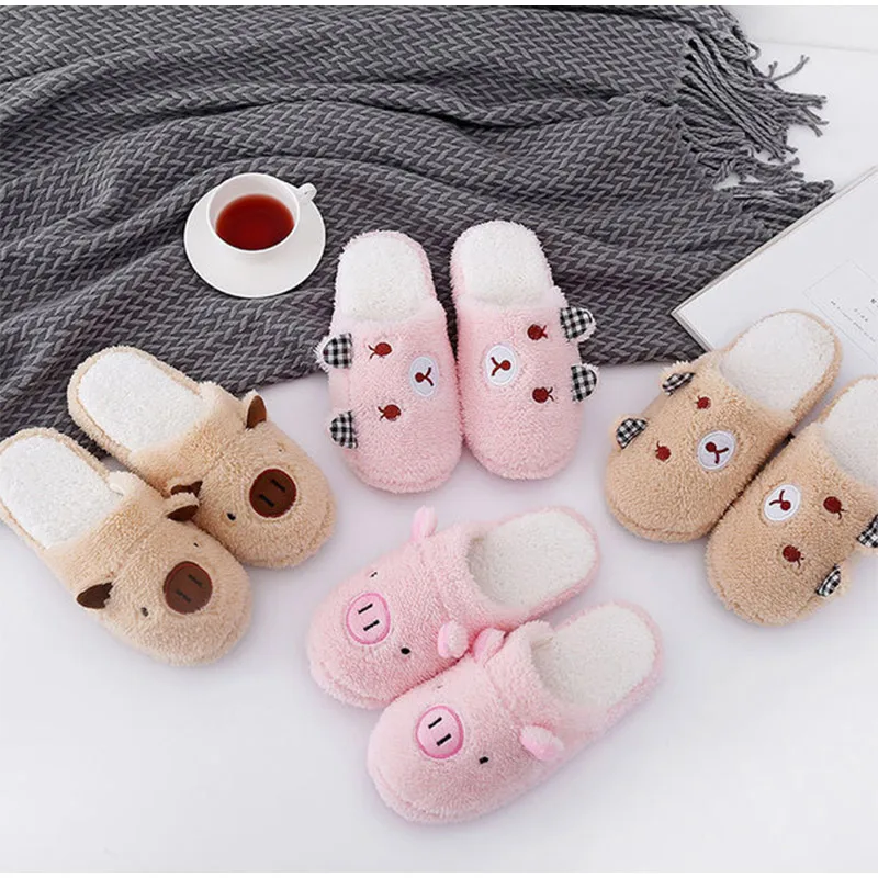 Pig Bear Cartoon Comfort Bedroom Shoes For Women Pig Bear Cartoon Comfort Bedroom Shoes For Women