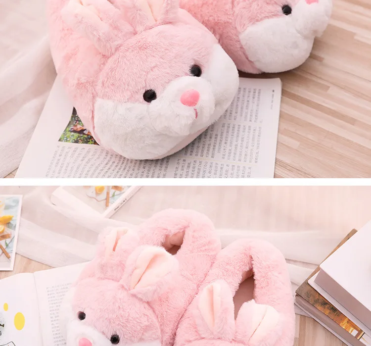 Cute Pink Bunny Cartoon Design Plush Indoor Shoes For Women Cute Pink Bunny Cartoon Design Plush Indoor Shoes For Women