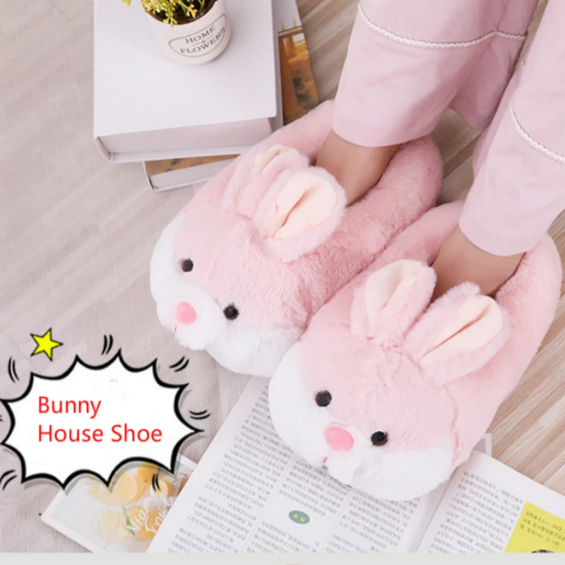 Cute Pink Bunny Cartoon Design Plush Indoor Shoes For Women Cute Pink Bunny Cartoon Design Plush Indoor Shoes For Women