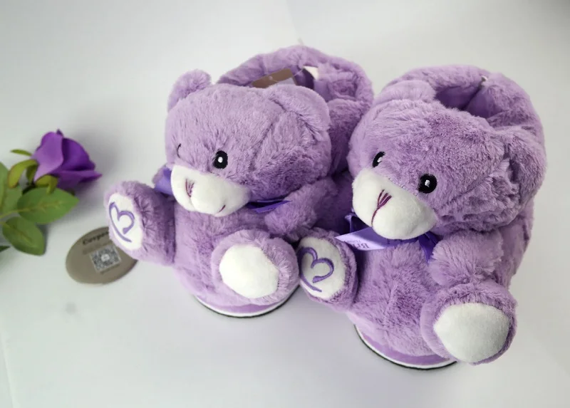 Lavender Bear Cute Cartoon Plush Warm Shoes Lavender Bear Cute Cartoon Plush Warm Shoes