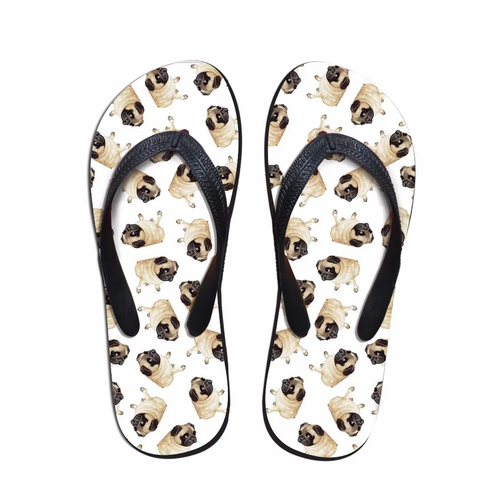 Cute Animal Pug Dog 3D Husky Beach Flip Flops Slippers Cute Animal Pug Dog 3D Husky Beach Flip Flops Slippers