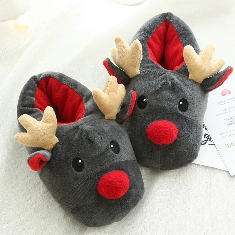 Cute Christmas Deer Soft Plush Shoes For Women