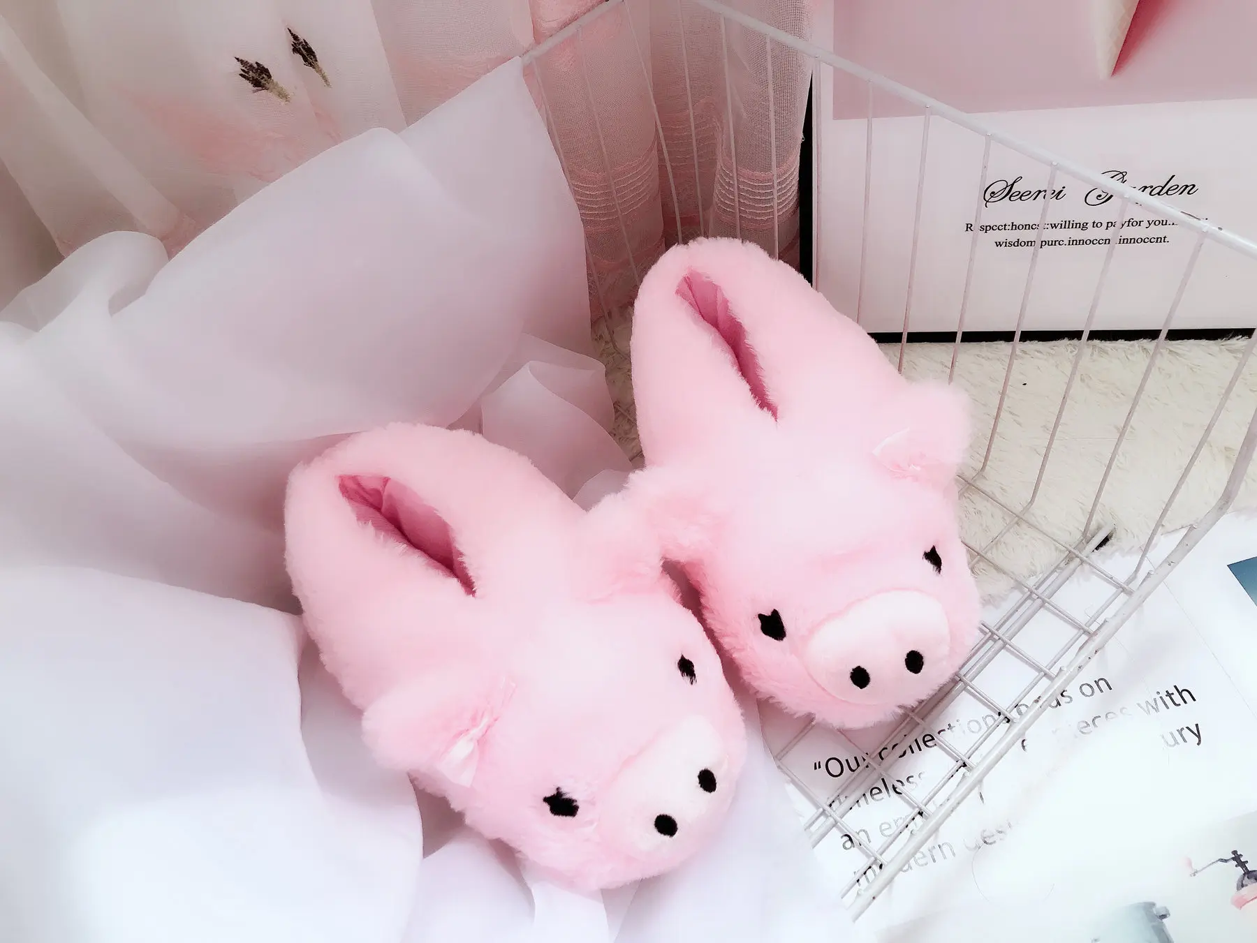 Pink Pig Comfort Pack Heel Cotton Slippers For Women