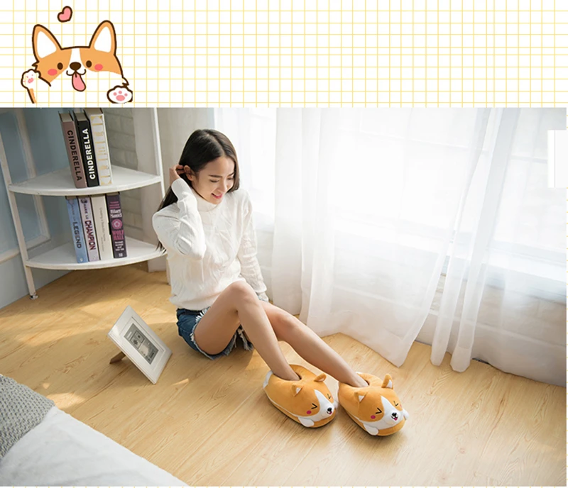 Husky Corgi And Rabbit Animal  Cartoon Indoor Cute slippers