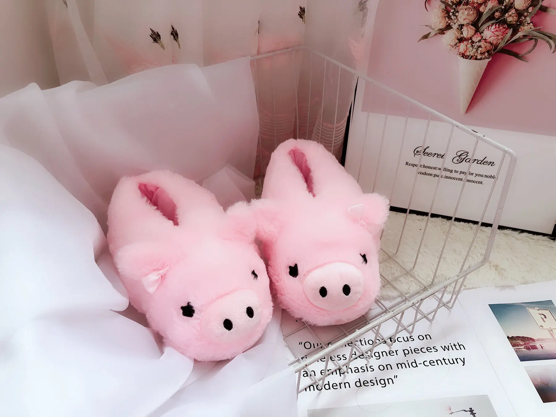 Pig Cartoon Pack Heel Style Cotton Slipper