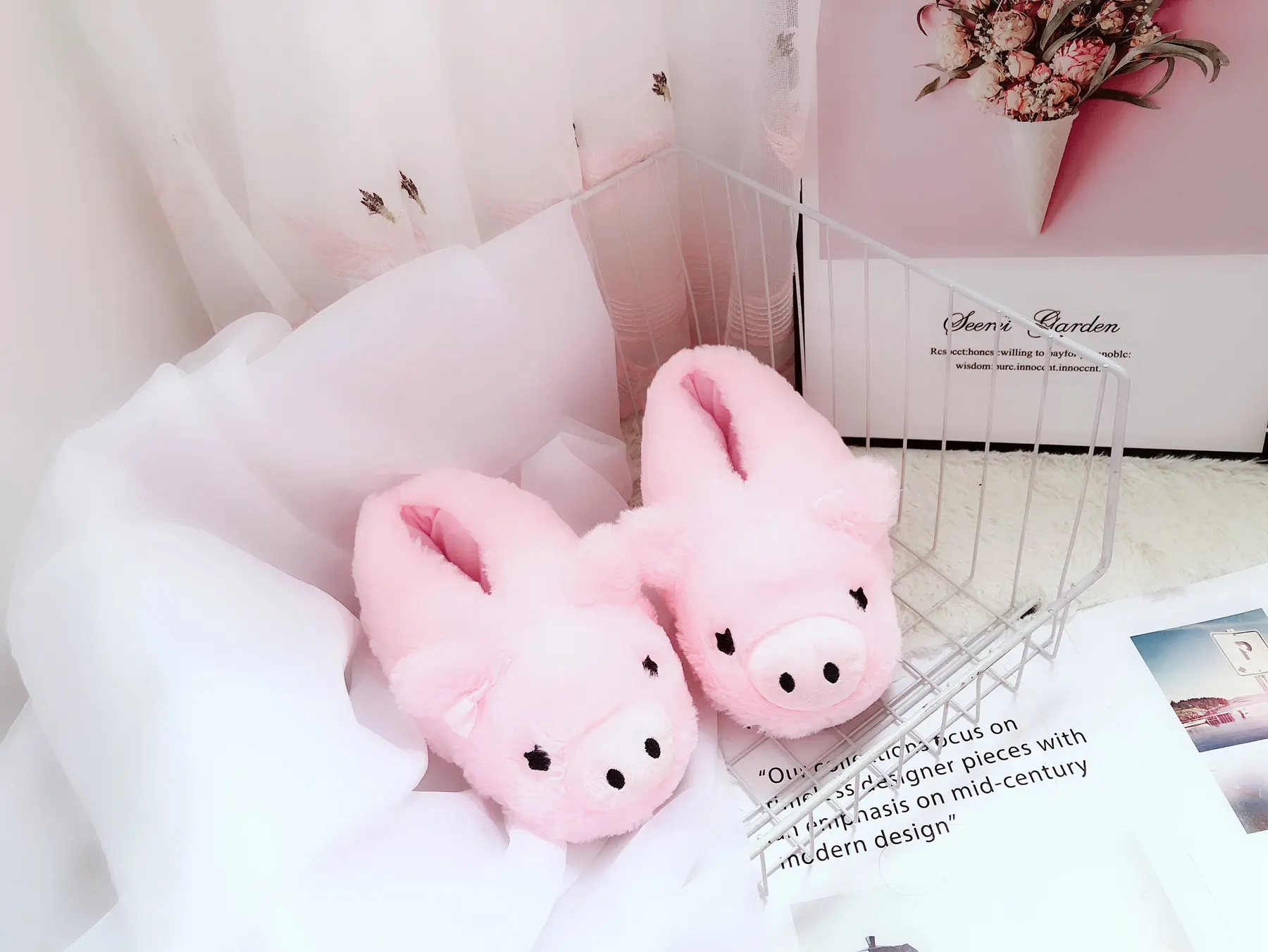 Pig Cartoon Pack Heel Style Cotton Slipper