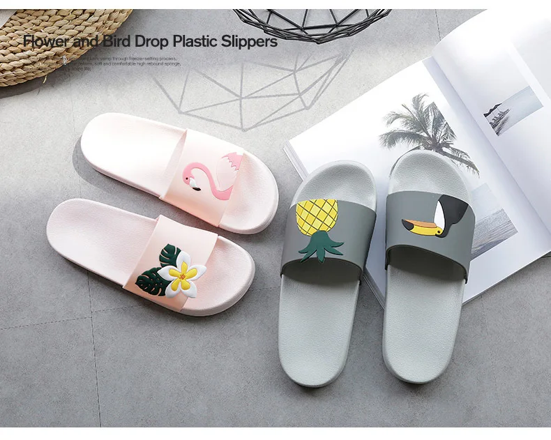 Flamingo Cartoon Flip Flops Non-Slip Slipper