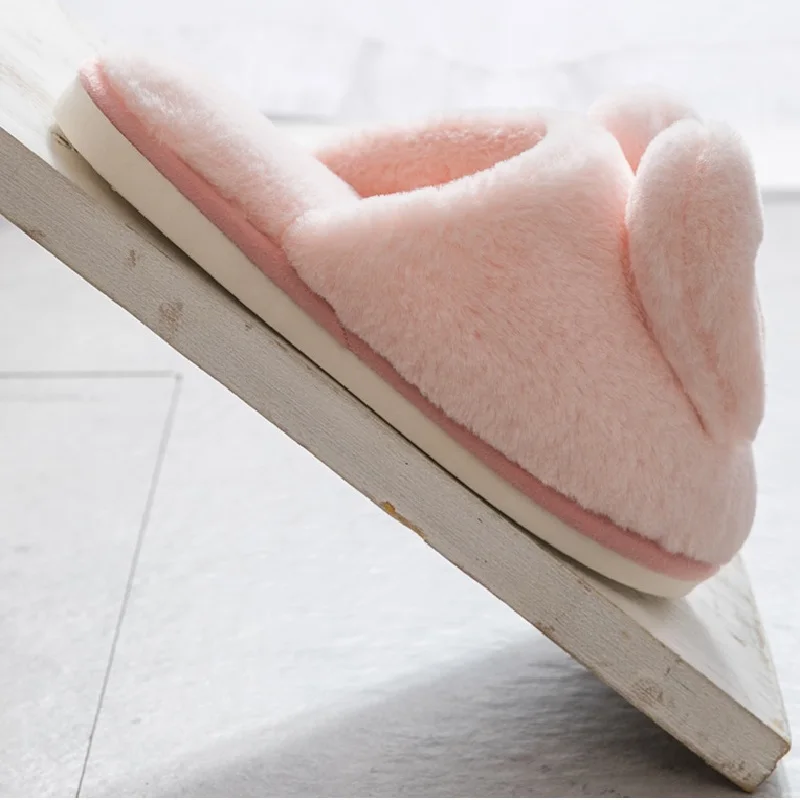 Rabbit With Ear Plush Flat Indoor Slipper