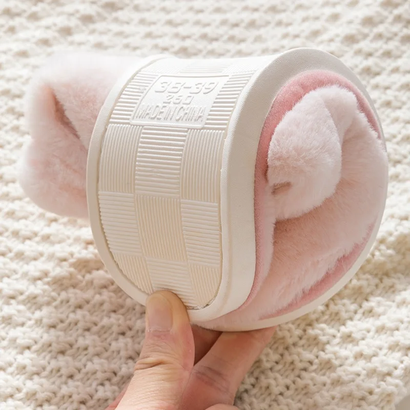 Rabbit With Ear Plush Flat Indoor Slipper