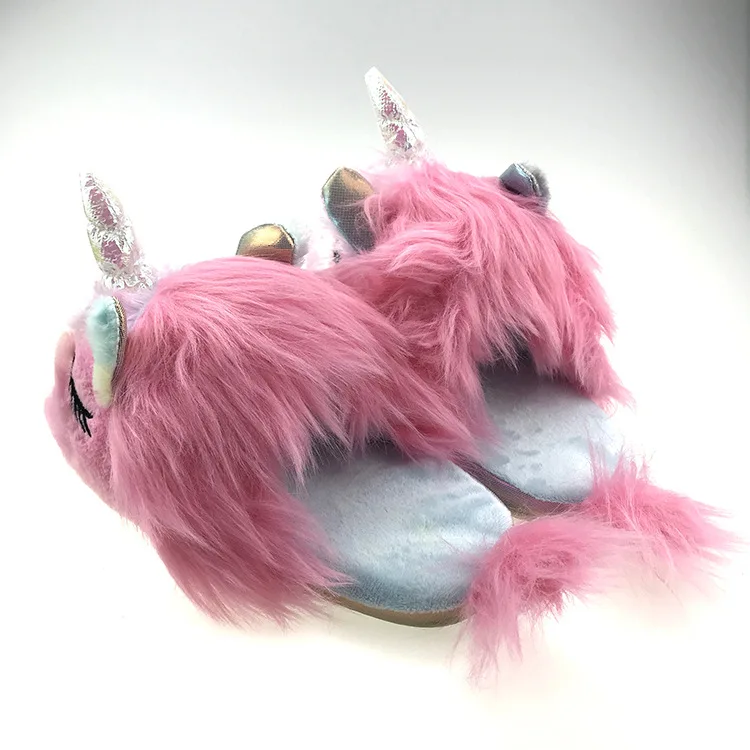 Unicorn Heart Ice Cream Pink Plush Cotton Slipper