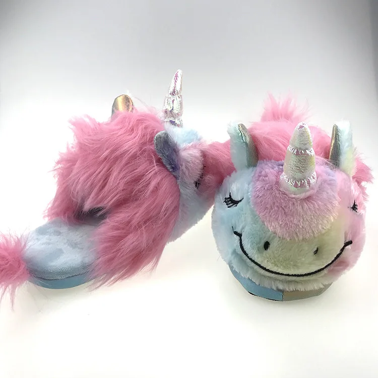 Unicorn Heart Ice Cream Pink Plush Cotton Slipper