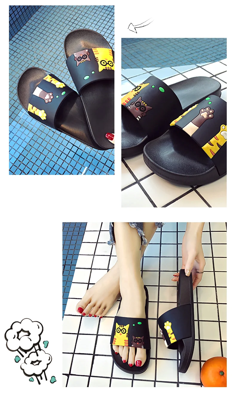 Cat Cartoon Flip Flops Beach Slipper