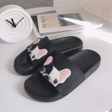 Dog Cartoon Leather Flat Heels Flip Flops Barefoot Slipper Dog Cartoon Leather Flat Heels Flip Flops Barefoot Slipper