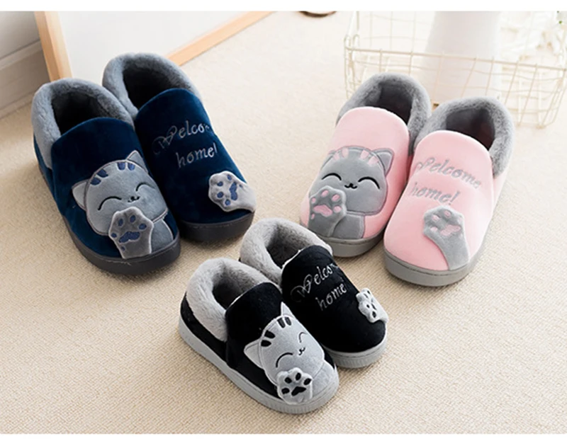 Animal Cat Plush Couple Indoor Slipper Animal Cat Plush Couple Indoor Slipper