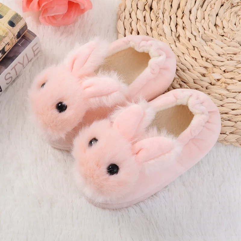 Rabbit Ears Plush Ball Thickening Warm Indoor Shoe 