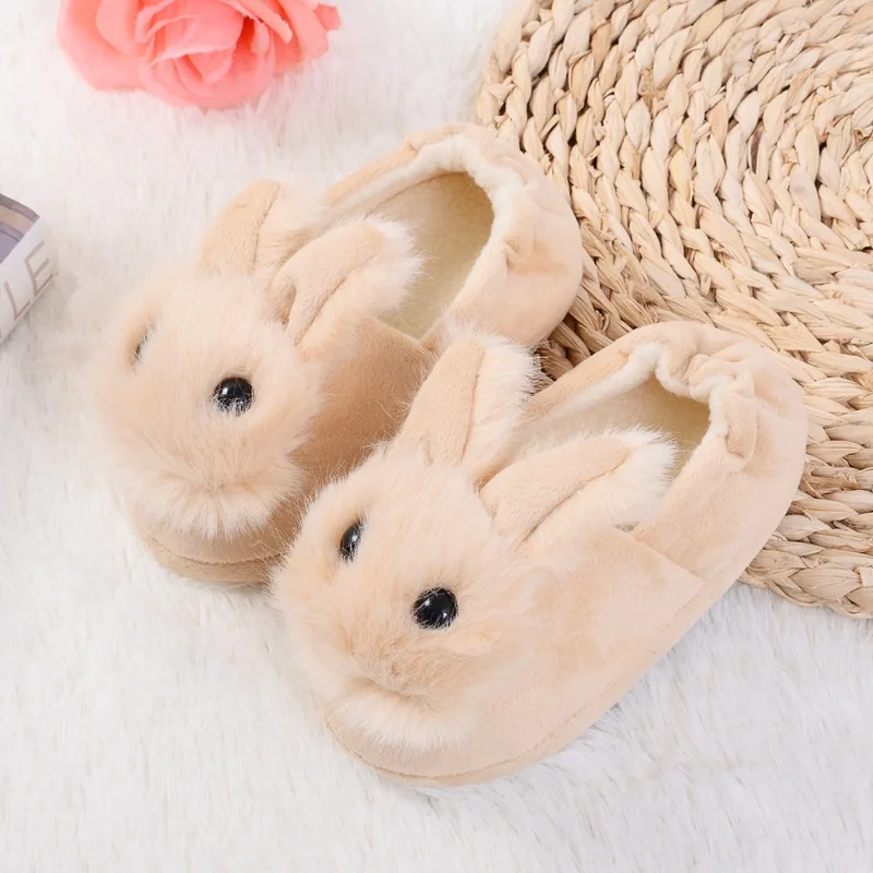 Rabbit Ears Plush Ball Thickening Warm Indoor Shoe 