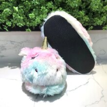 Cute Colorful Velvet Rainbow Unicorn Soft Stuffed Indoor Slippers Cute Colorful Velvet Rainbow Unicorn Soft Stuffed Indoor Slippers